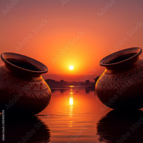 chhath puja Two empty brass...