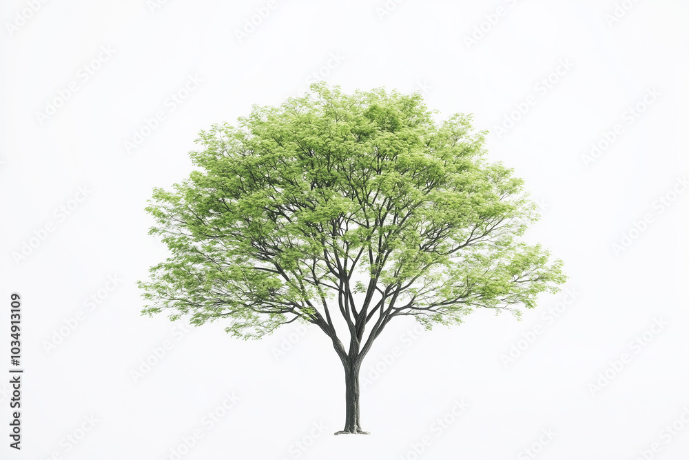 Majestic Green Tree on White Background Majestic Green Tree on White Background