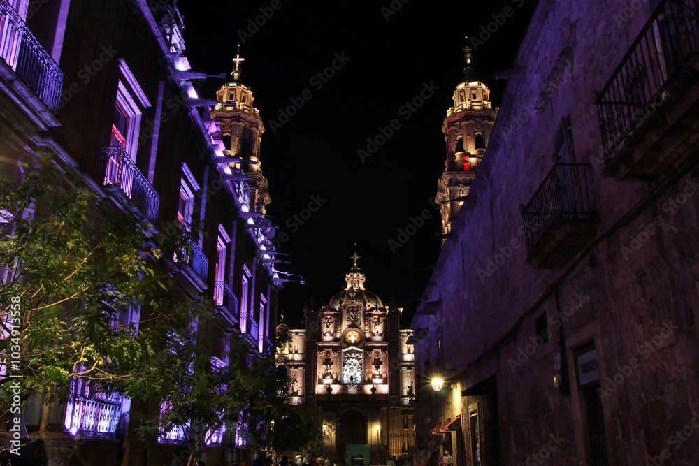 Catedral de Morelia Michoacan de noche