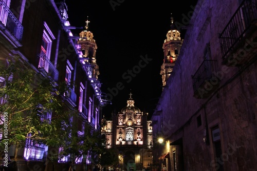 Obraz na płótnie Catedral de Morelia Michoacan de noche w salonie