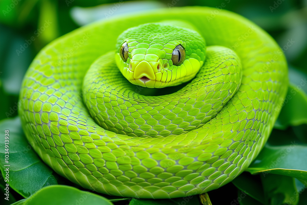 Vibrant Green Snake in Nature Vibrant Green Snake in Nature