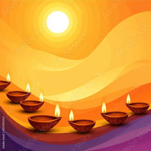 Row of traditional oil lamp...