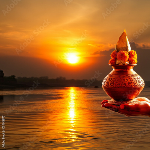 Sunset with an earthen pot ...