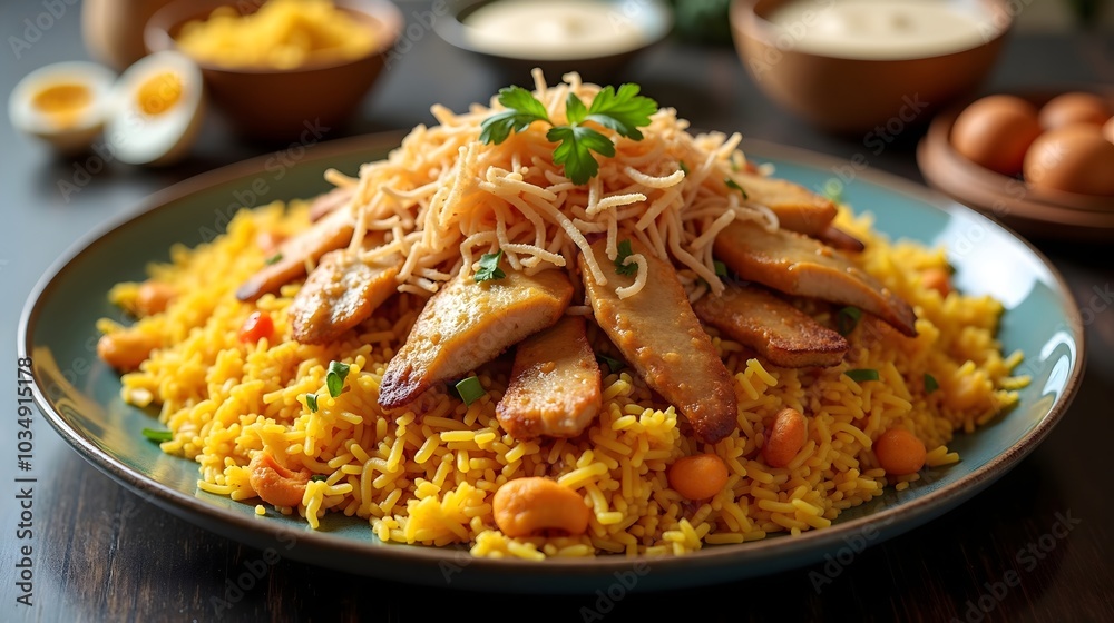 Sri Lankan Chicken Biryani with Aromatic Spices and Cashews (Sri Lankan Cuisine) Sri Lankan Chicken Biryani with Aromatic Spices and Cashews (Sri Lankan Cuisine)