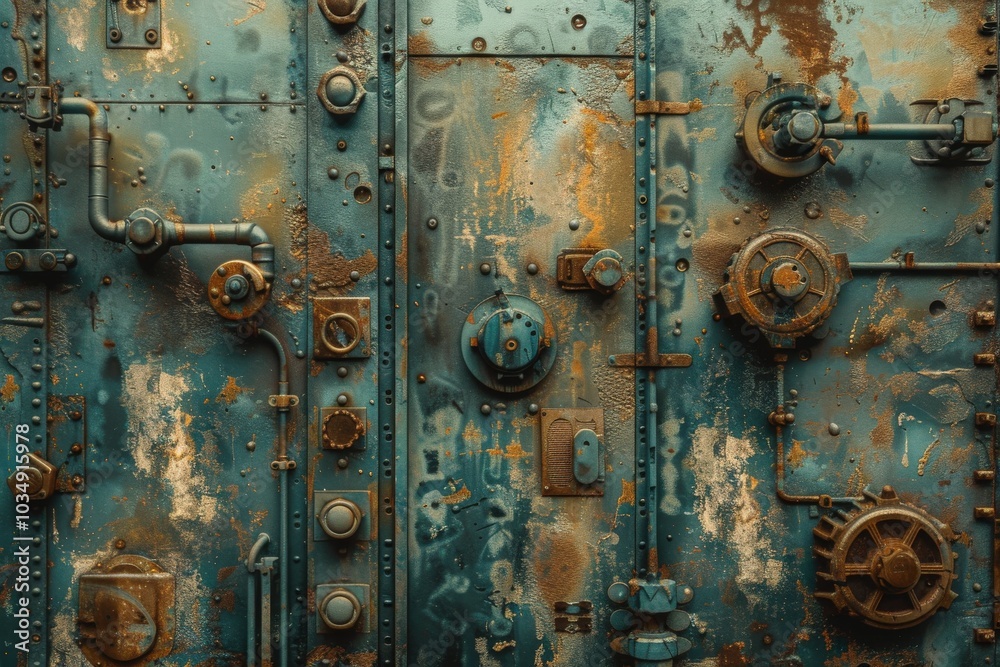 The image is of a rusted metal surface with many holes and dents, generative ai image