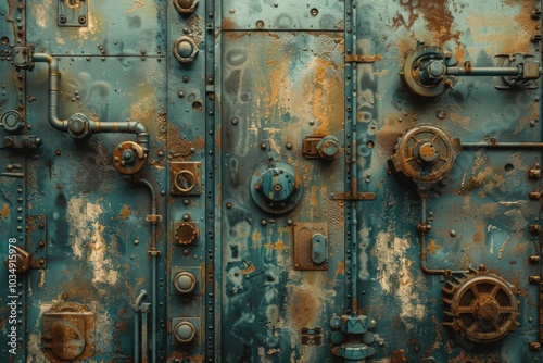 Wallpaper Mural The image is of a rusted metal surface with many holes and dents, generative ai image Torontodigital.ca