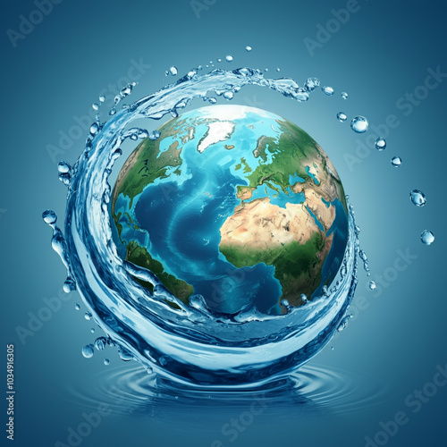 Earth encased in water drop...
