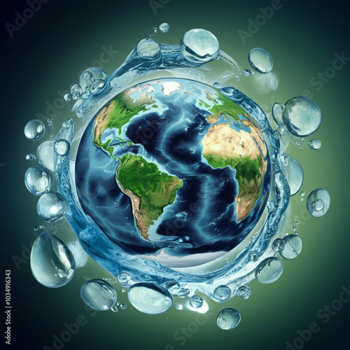 Planet Earth inside a water...