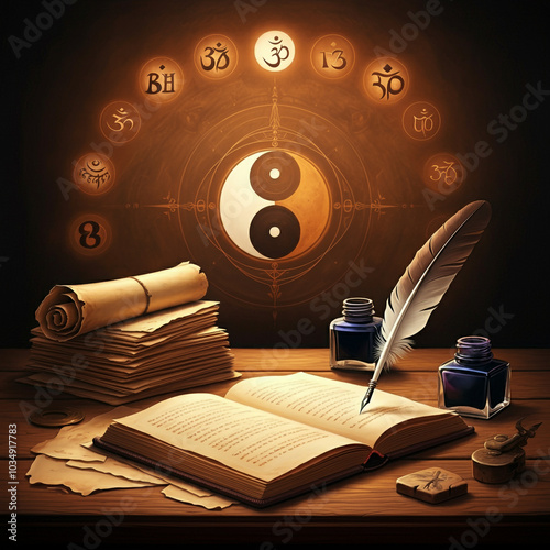 Yin-Yang symbol with glowin...