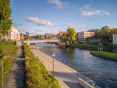 Island in the city of Bydgoszcz on the Brda River, Poland.