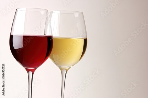Copa de vino tinto y blanco. Acompañamiento de una buena comida. Cata de vinos. 