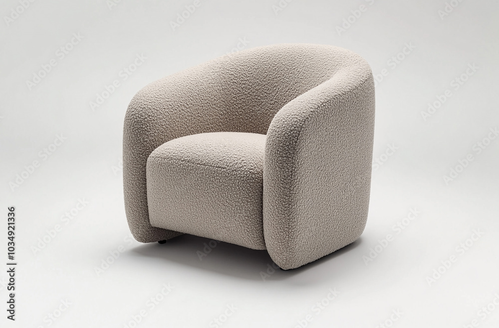 Fototapeta premium a barrel chair with a curved backrest and plush fabric upholstery