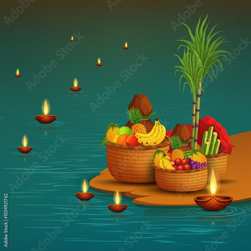 Floating basket of offering...
