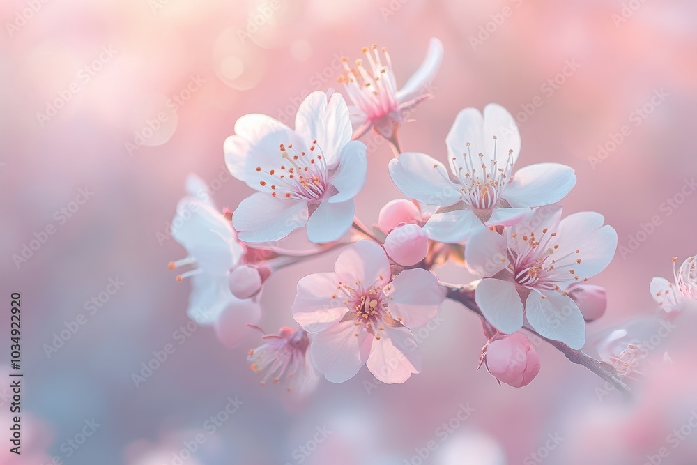 Delicate cherry blossoms bloom softly against a dreamy, pastel background, evoking feelings of spring and tranquility. Delicate cherry blossoms bloom softly against a dreamy, pastel background, evoking feelings of spring and tranquility.
