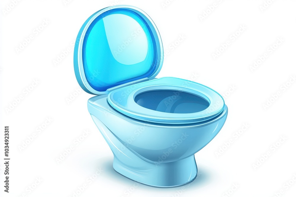 Blue Toilet Bowl with Open Lid and Glossy Finish Blue Toilet Bowl with Open Lid and Glossy Finish