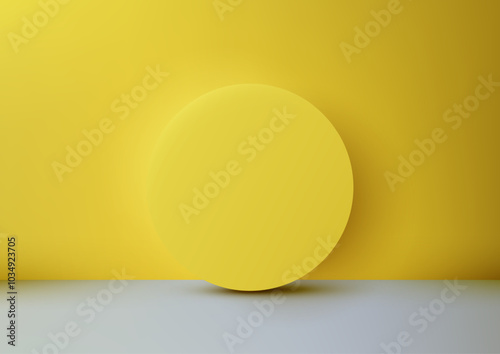 Vibrant Yellow Circle on Gr...
