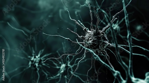 Obraz na płótnie Ancient microbes under microscope reveal intricate cellular structures, showcasing their mysterious and ancient nature, ideal for scientific and educational content. w salonie