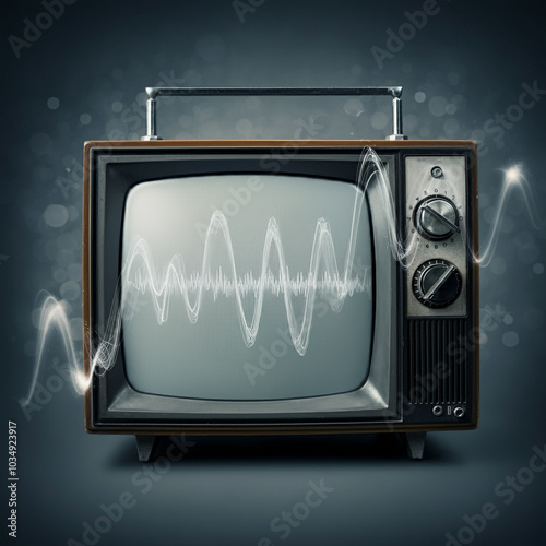 Classic TV with antenna, di...