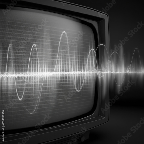 Vintage TV with static wave...