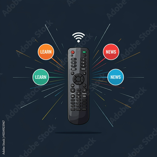 Remote surrounded by colorf...