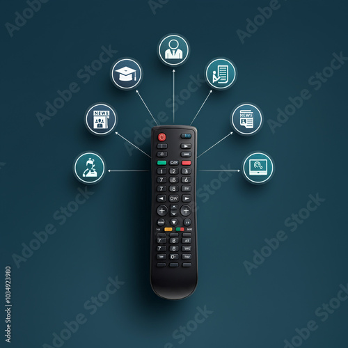 Remote with digital icons r...