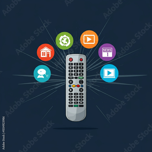 Remote control with glowing buttons, representing technology and ease of use photo