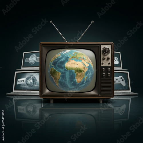 Vintage TV displaying a glo...