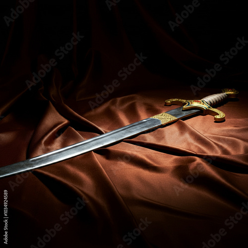 Traditional sword resting o...