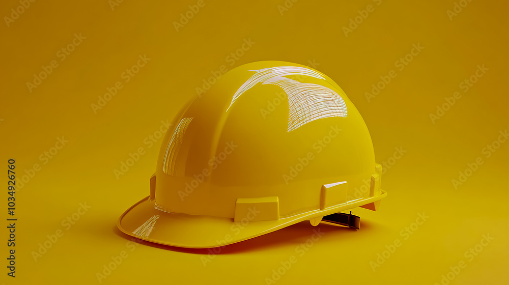 A yellow safety helmet displayed on a clean, neutral background. A yellow safety helmet displayed on a clean, neutral background.