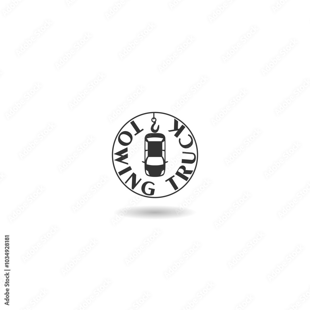 Tow truck, Car towing icon with shadow