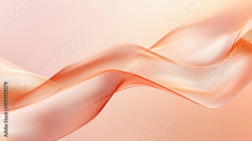 Flowing ribbon waves in a soft peach hue with a blurred backdrop photo