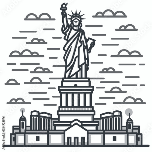 Statue of Liberty, New York City, United States. Vector illustration