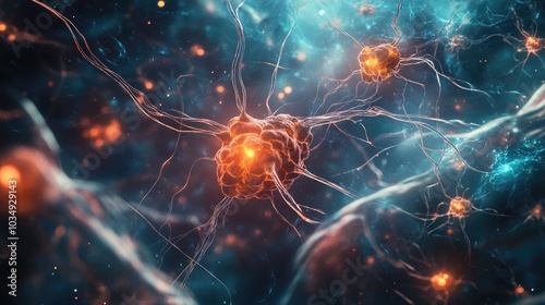 Neurons transmitting brain activity through electrical signals involving neurotransmitters and receptors on dendrite cells