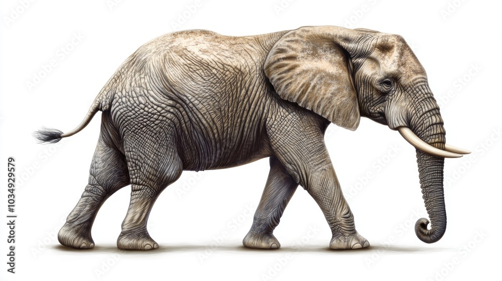 Fototapeta premium Realistic illustration of an elephant on a white background