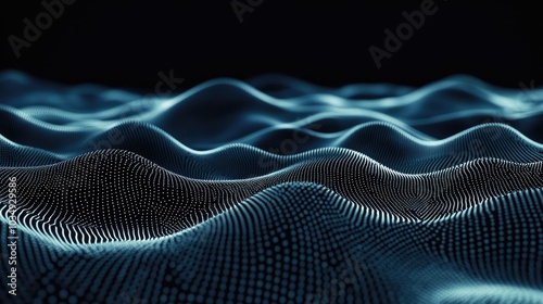 Flowing wave of dots and woven lines creating an abstract digital technology background Ideal for brochures flyers magazines and business cards in hi tech and big data themes