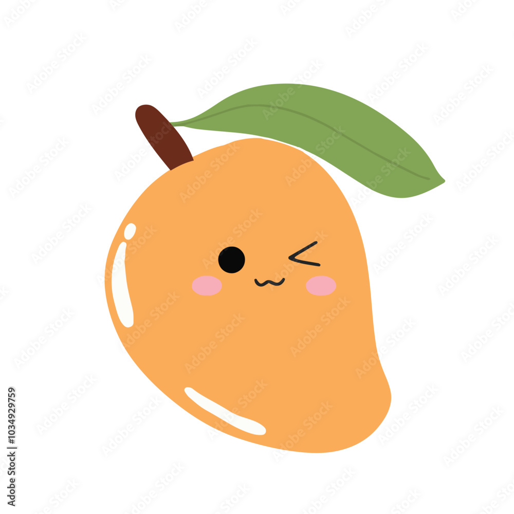 cute kawaii mango sticker emoticon isolated on white background. Cute and kawaii mangoes emoticon expression illustration set cute kawaii mango sticker emoticon isolated on white background. Cute and kawaii mangoes emoticon expression illustration set