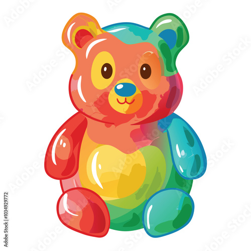 High-Quality Watercolor Digital Painting of Gummy Bears on White Background