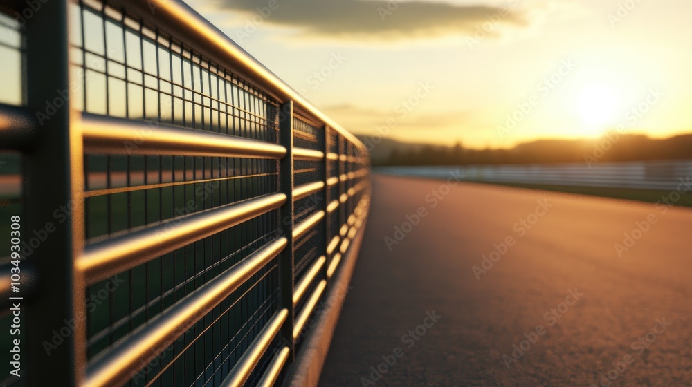 Racetrack Railing Racetrack featuring a railing depicted in an afternoon setting 3D ...
