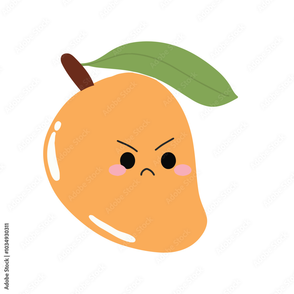 cute kawaii mango sticker emoticon isolated on white background. Cute and kawaii mangoes emoticon expression illustration set cute kawaii mango sticker emoticon isolated on white background. Cute and kawaii mangoes emoticon expression illustration set