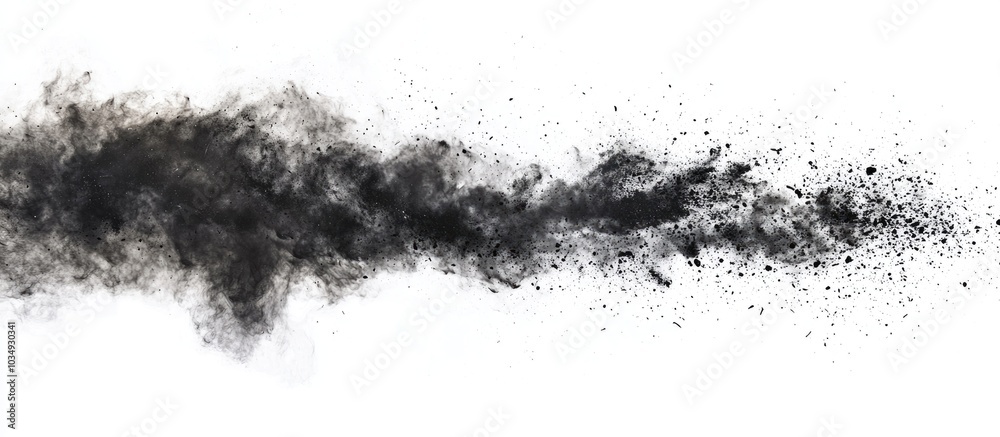Fototapeta premium Freeze Motion Of Black Dust Explosion Isolated On White Background