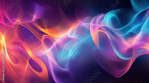 Abstract colorful smoke swirls on dark backdrop