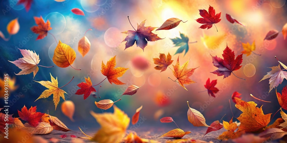 Colorful Abstract Autumn Leaves Swirling in the Air with a Gradient Background Capturing the Essence of Fall Colorful Abstract Autumn Leaves Swirling in the Air with a Gradient Background Capturing the Essence of Fall