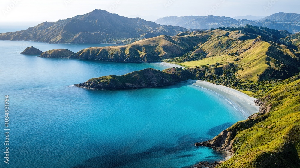 Tranquil Coastal Landscape with Emerald Waters Tranquil Coastal Landscape with Emerald Waters