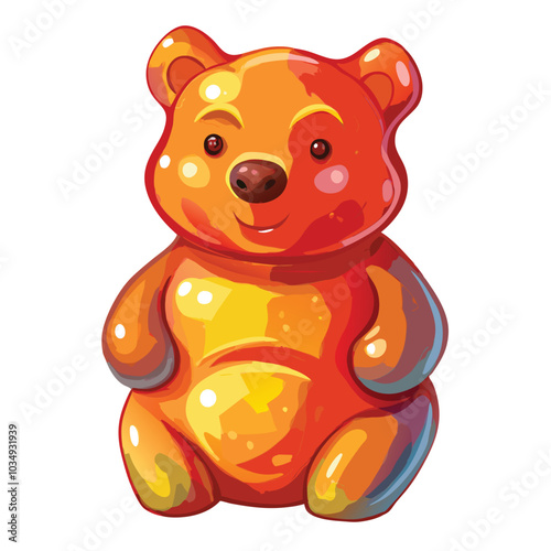 High-Quality Watercolor Digital Painting of Gummy Bears on White Background