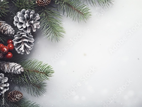 Christmas decorations on background Flat lay top view copy space.