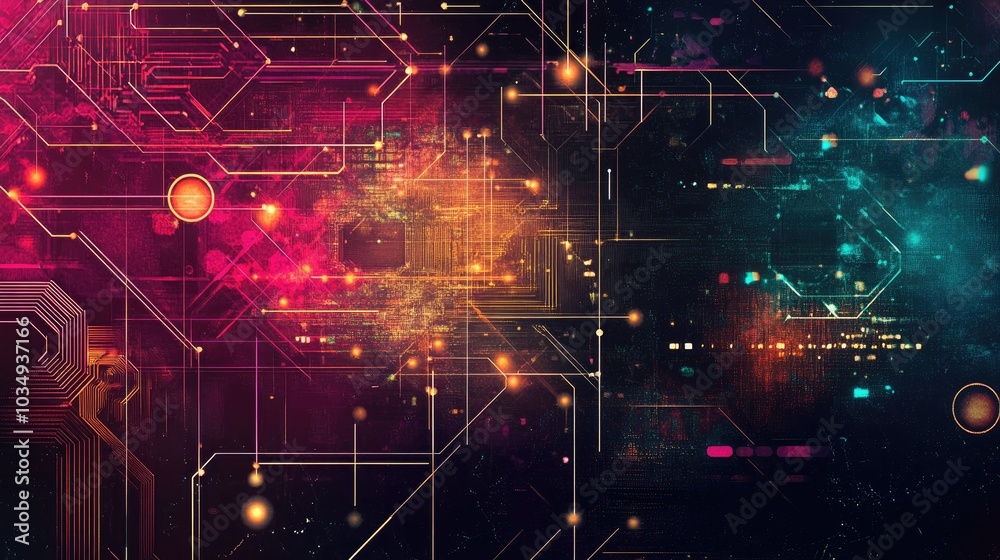 Obraz premium A digital backdrop showcasing geometric patterns and textures with a cyber aesthetic