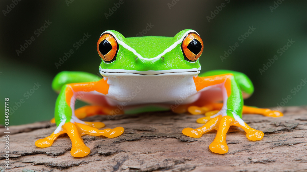 Fototapeta premium Curious Red-Eyed Tree Frog