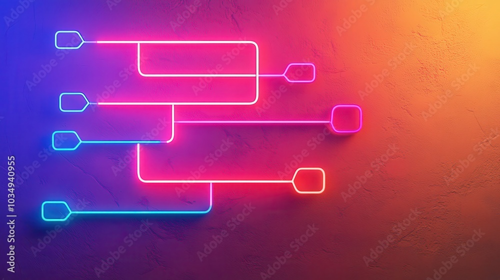 Blank Quiz Flowchart Template: Neon Lit 3D Illustration for Interactive Answers and Dynamic Learning Blank Quiz Flowchart Template: Neon Lit 3D Illustration for Interactive Answers and Dynamic Learning