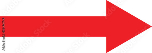 Red right arrow icon . Red long arrow icon isolated on white background . Vector illustration
