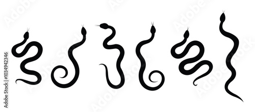 Snake silhouette set. Isolated on white background